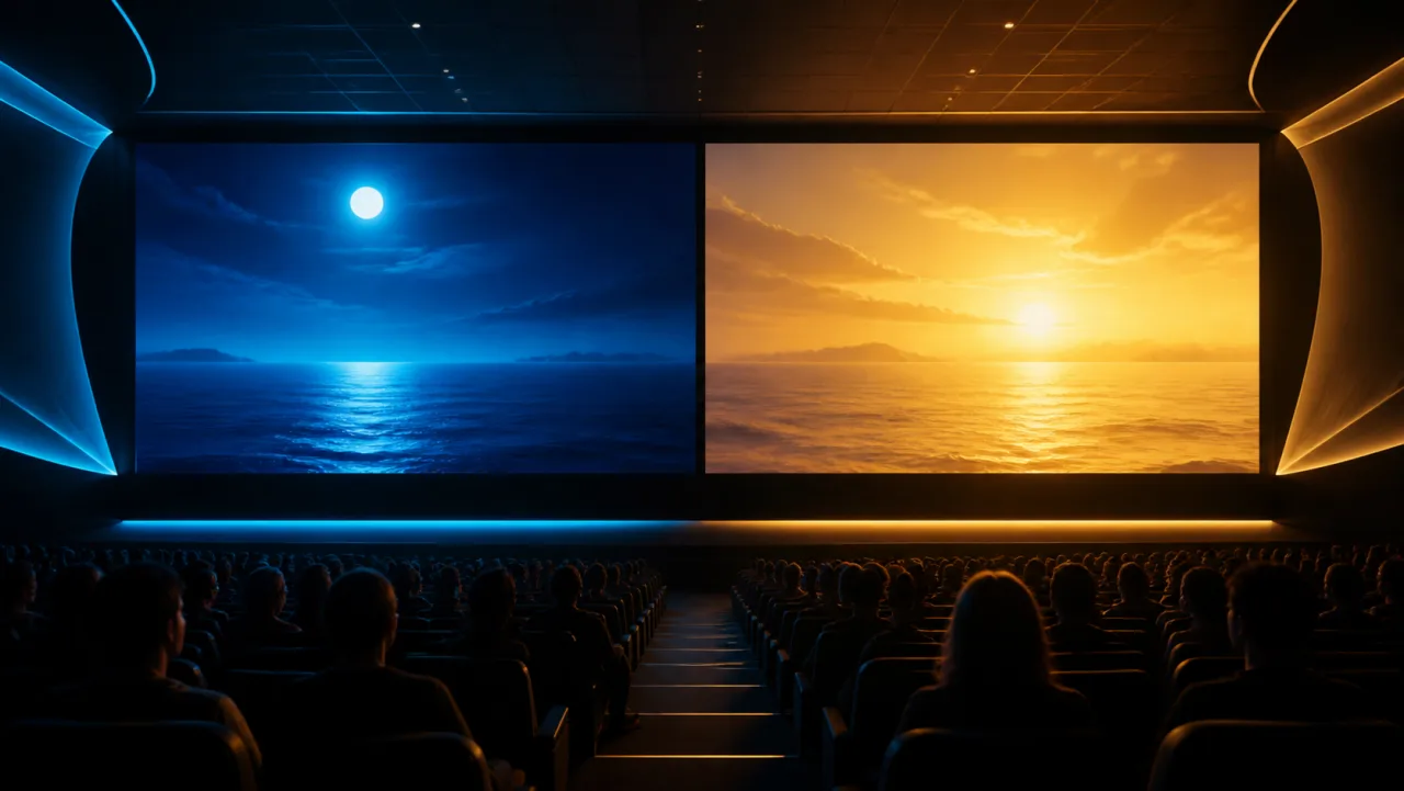ワンピース新作映画2本の発表をイメージした二つのスクリーン