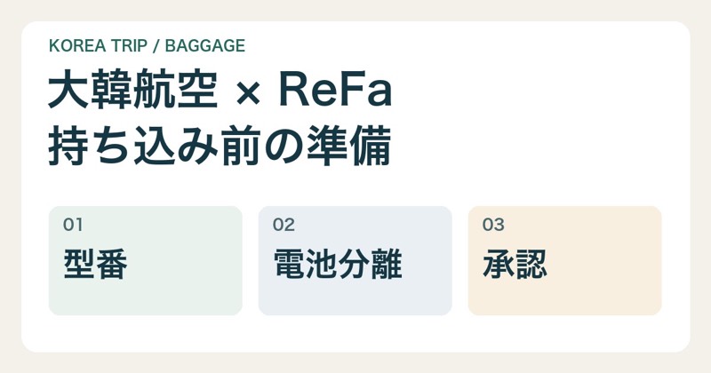 大韓航空でリファのフィンガーアイロンを持ち込む準備｜ST・ST 6の電池と承認のイメージ