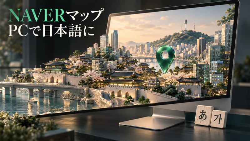 NAVERマップをPCで日本語表示にする手順｜Chrome翻訳と残る韓国語のイメージ